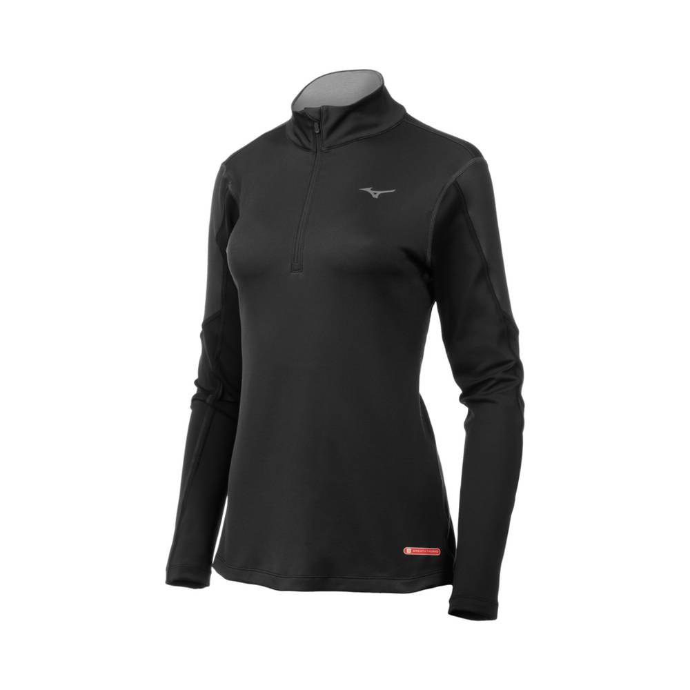 Mizuno Breath Thermo® Half Cipzáros Női Base Layer Fekete NXY807193